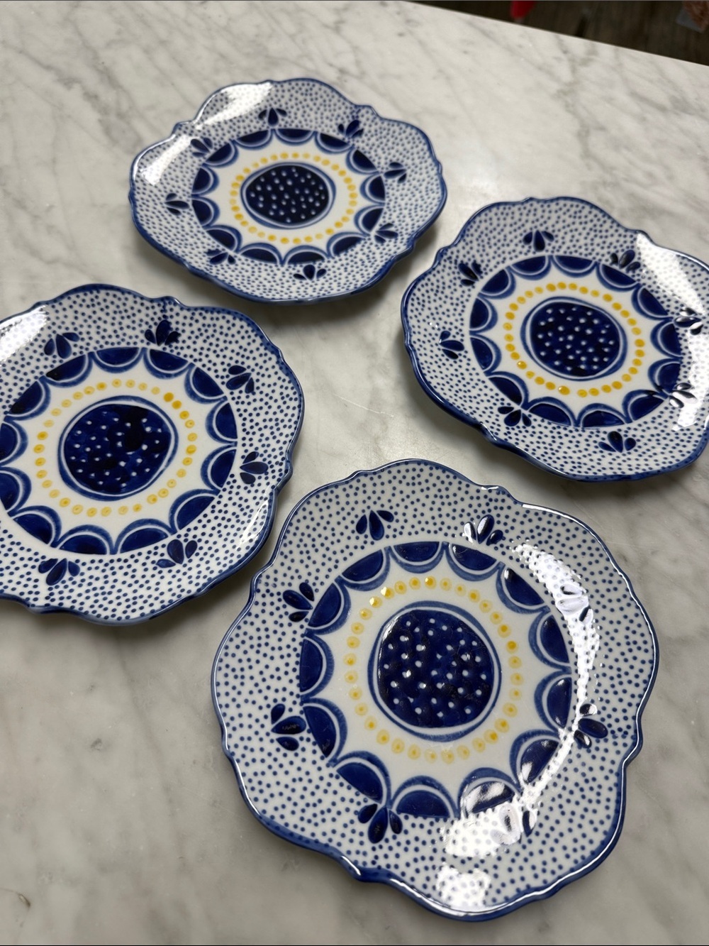 West Elm | Collector's Edition Talavera Canape Plate Set of 4 in Blue Floral